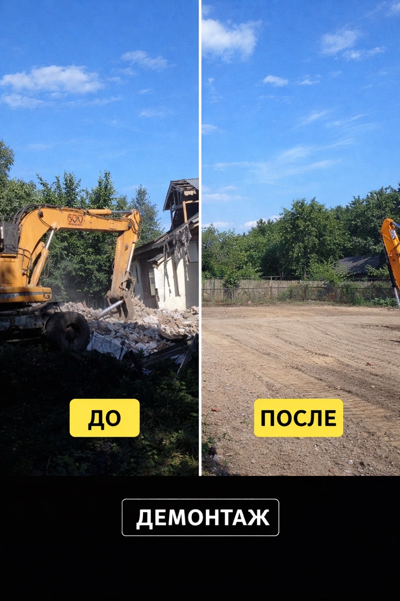 Снос дома — до и после
