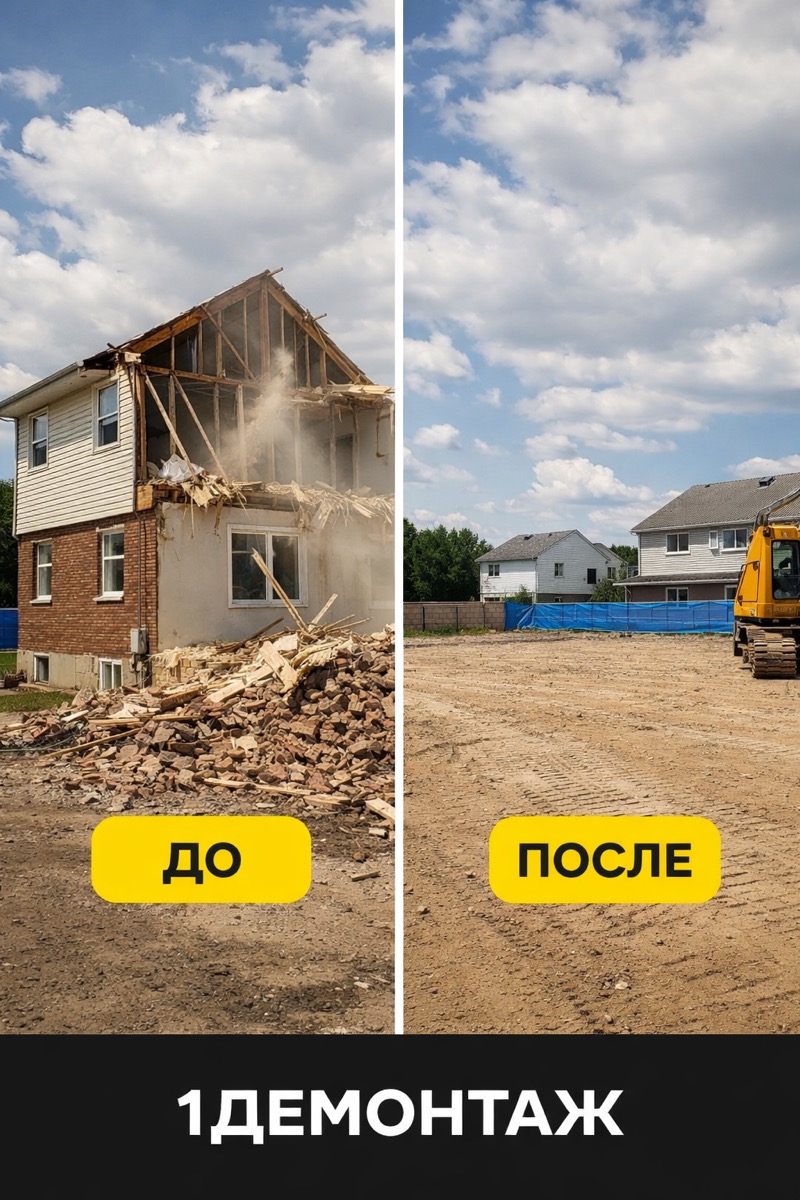 Снос дома — до и после